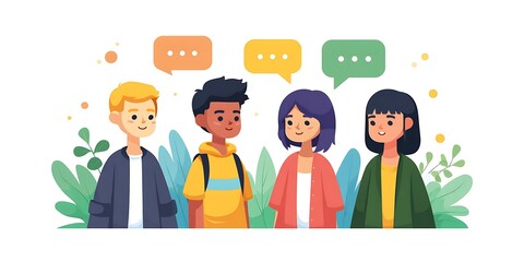 flat banner of social connection with avatars and lines