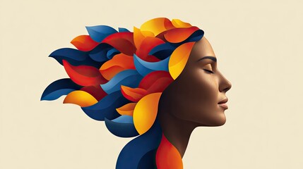 Wall Mural - Abstract portrait of a dark skinned woman