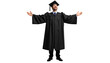 © Shahanaj - Cheerful Graduate Man Looking Up and Laughing in Academic Robe Isolated on  Transparent Background PNG