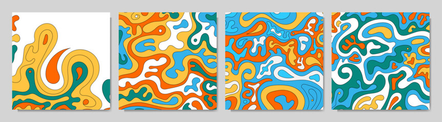 Wall Mural - vector illustration. set of liquid flay style backgrounds. trendy color design elements for social m