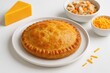 © NeuralNiche - Delicious Handcrafted Savory Pie with Cheddar, Chicken, and Carrot Filling - Cheerful Photoshoot from Above