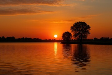 Wall Mural - the sun is setting below the horizon