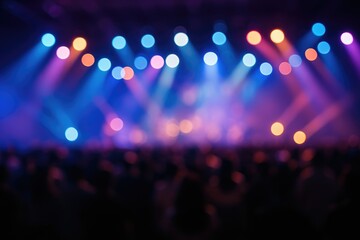 Wall Mural - Abstract blur of concert lights and party night scene for background