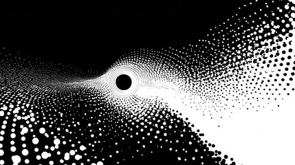 Wall Mural - abstract black and white dot pattern with circular center focus