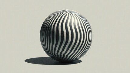 Wall Mural - striped sphere with monochrome pattern on soft background