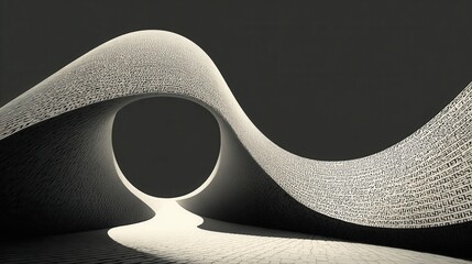Poster - abstract curves and seamless forms in a monochromatic design
