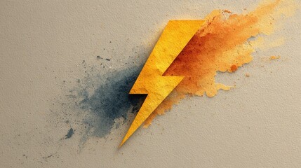 Wall Mural - colorful lightning bolt on background with watercolor splashes