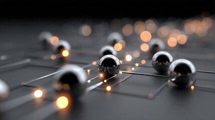 Wall Mural - abstract technology representation with metallic spheres and lights
