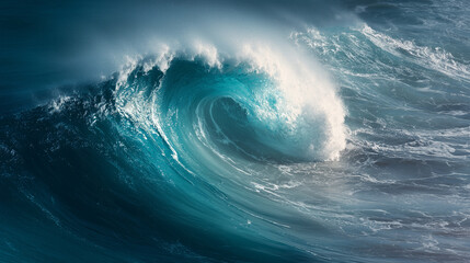 Wall Mural - Close-up of a curling wave resembling a roaring lionâs head