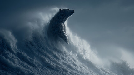 Wall Mural - A towering wave forming a bear standing upright