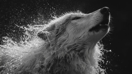 Wall Mural - Cresting water shaping into a wolf howling