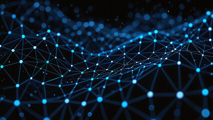 Wall Mural - cybernetic blue web advanced data connectivity. navigate the blue data ocean insights modern network