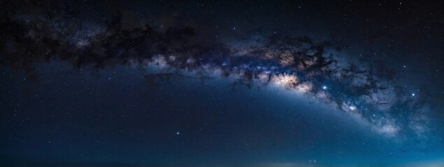 Wall Mural - Landscape with Milky way galaxy. Night sky with stars.
