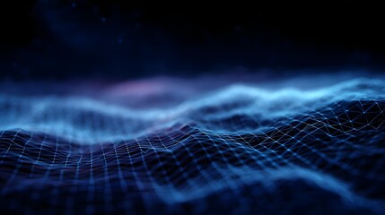 Wall Mural - glowing 3d wireframe hologram of an energy grid
