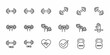 © Bipul Kumar - Fitness icons set: dumbbell, kettlebell, weightlifting, exercise, gym, heart