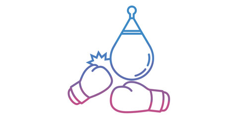Wall Mural - Boxing gloves hitting punching bag for training workout in sports and exercise