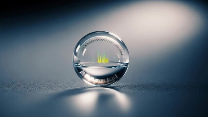 Refractive Sphere with Geometric Shapes Inside on Smooth Surface with Soft Lighting and Minimalist Abstract Design Rendered in Three Dimensions