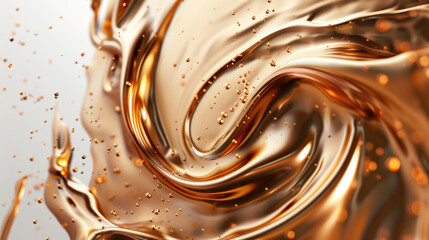 Wall Mural - glossy gold liquid background with swirling motion creates mesmerizing visual effect, showcasing flu