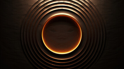 Wall Mural - luxurious dark gold background with glowing light creates mesmerizing visual effect. concentric circ