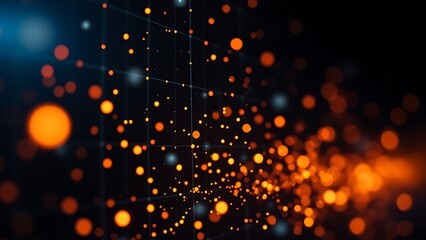 Abstract glowing particles forming data visualization, representing modern technological concepts.