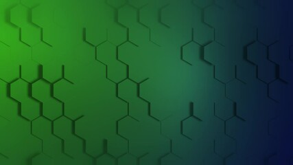 Wall Mural - hexagonal pattern with greentoblue gradient background subtle shadows creating 3d effect