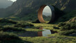 © john - Surreal Mirror Portal In Grassy Landscape