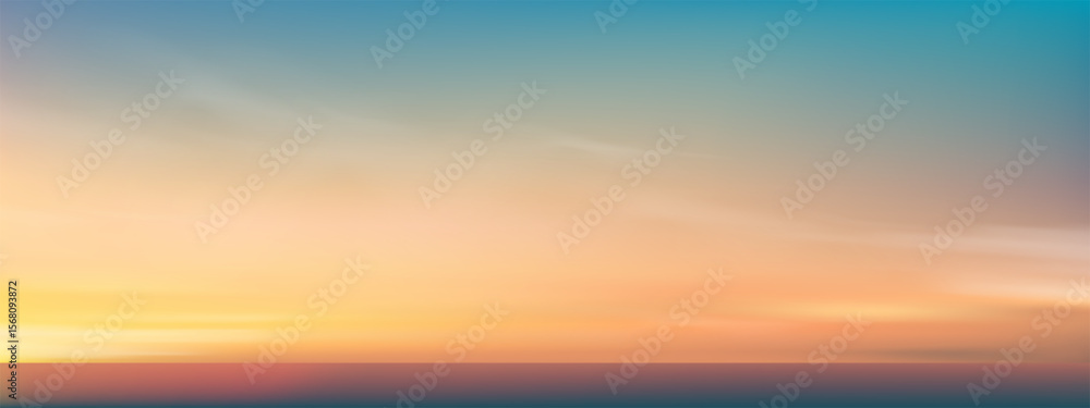 Sunrise Sky in Yellow,Blue color over Sea Beach,Panoramic Sunset Sky ...