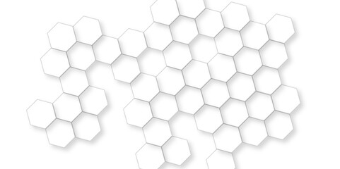 Wall Mural - abstract hexagon honeycomb white background, technology abstract background with hexagons mesh, futu