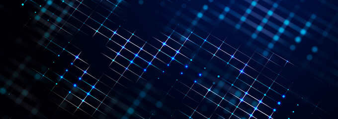 Wall Mural - Abstract digital communication points. Technological background. Network connection structure. Color plexus effect. 3D