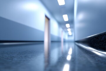 Wall Mural - office corridor background with hallway perspective blur