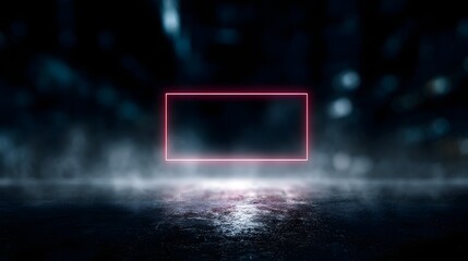 Wall Mural - digital interface frame floating on a dark futuristic screen