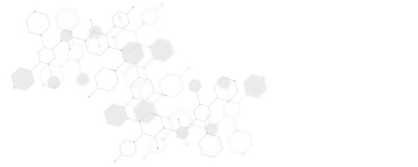 Wall Mural - futuristic molecule structure abstract hexagonal network background design for technology and medica