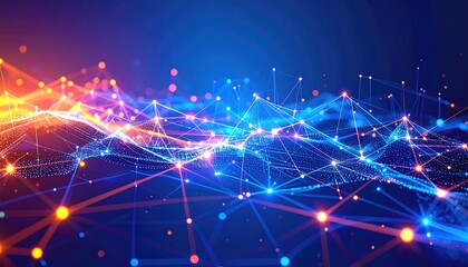 Abstract network of glowing particles