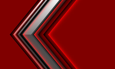 Wall Mural - abstract grey arrow metallic black geometric design modern futuristic technology on red background v