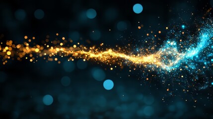 Wall Mural - Blue and orange stream of light with a blue and orange glow. The light is moving and creating a sense of motion
