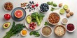 © Shutter Wisp - Healthy Food Selection Fruits Vegetables Nuts Legumes and Spices on White Background