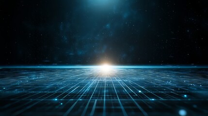 Wall Mural - blue sky with a bright sun in the middle. the sky is filled with stars and the sun is shining bright