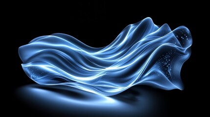 Wall Mural - blue wave with a white background. the wave is very long and has a lot of detail