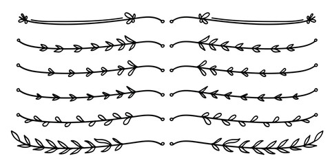 Poster - Hand drawing nature floral vine line divider for text layout separator decoration element collection.