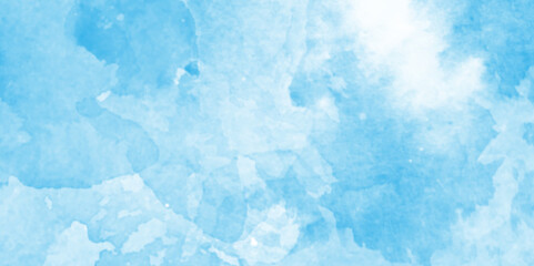 Wall Mural - soft light blue abstract gradient sky watercolor background wallpaper with clouds, aquarelle texture