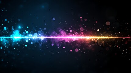 Wall Mural - Colorful line of light with a dark background. The line is made up of many small dots