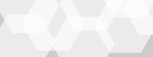 Wall Mural - abstract seamless background with overlapping translucent white hexagons on a light gray to white gr
