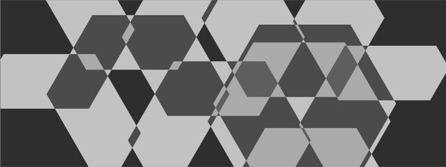 Wall Mural - abstract seamless background with overlapping translucent white hexagons on a light gray to white gr