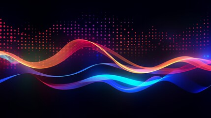 Wall Mural - colorful wave with red, blue, and green colors. the wave is very long and has many dots