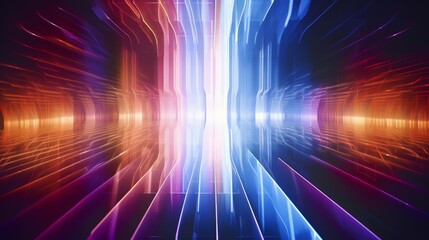 Wall Mural - colorful, abstract image of a tunnel with a blue stripe. the colors are bright and vibrant, creating
