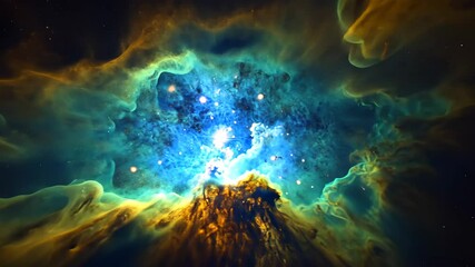 space travel flying through star fields in deep space, video loop