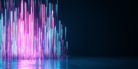 Wall Mural - colorful, neon-lit background with purple, blue, and green lines. the background is dark and the col