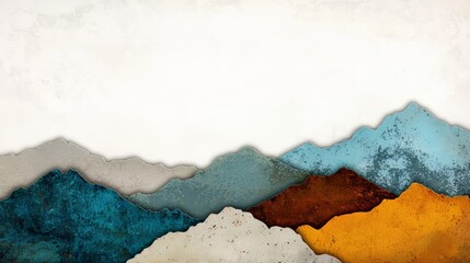 Wall Mural - Mountain range with a blue mountain in the middle. The mountains are covered in a light blue and white color scheme