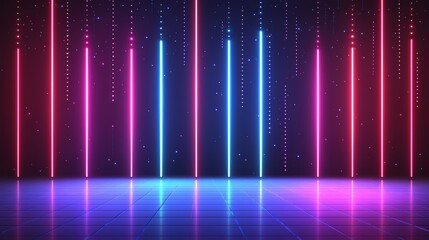 Wall Mural - neon sign with a blue and red stripe. the sign is lit up and has a futuristic feel to it