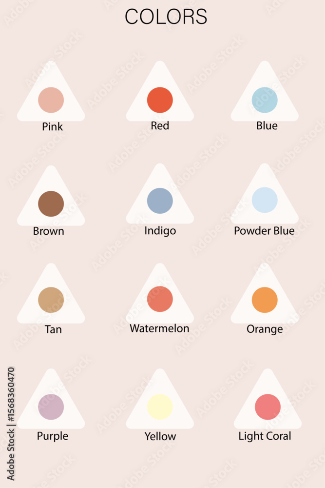 Color Names Learning Poster with Triangle Shapes. Educational Visual ...